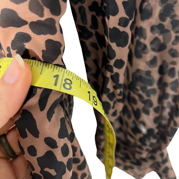 Lulus Black Brown Leopard Print Long Sleeve Babydoll Dress Medium - Picture 11 of 12